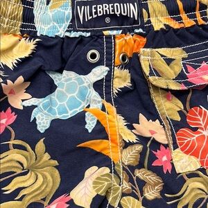 Vilebrequin Navy Floral Turtle Swim Trunks Size 2!